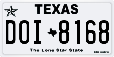 TX license plate DOI8168