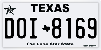 TX license plate DOI8169