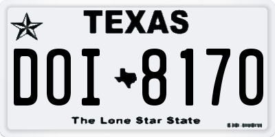 TX license plate DOI8170