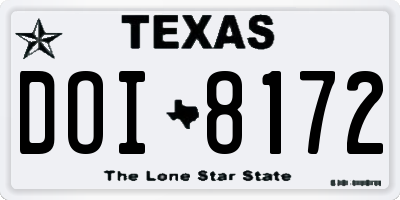 TX license plate DOI8172