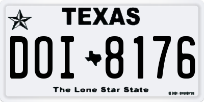 TX license plate DOI8176