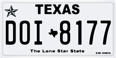 TX license plate DOI8177