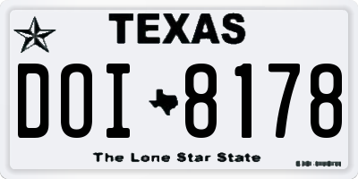 TX license plate DOI8178