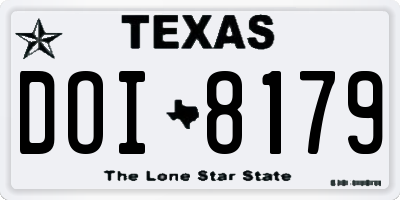 TX license plate DOI8179