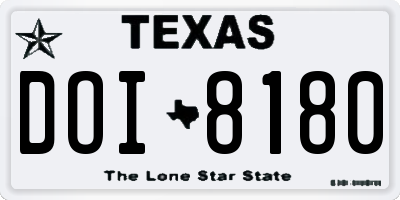 TX license plate DOI8180