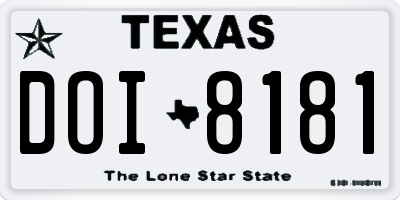 TX license plate DOI8181