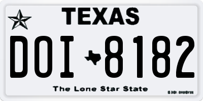 TX license plate DOI8182