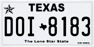 TX license plate DOI8183