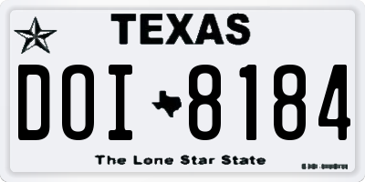 TX license plate DOI8184