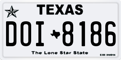 TX license plate DOI8186