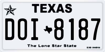 TX license plate DOI8187