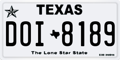 TX license plate DOI8189