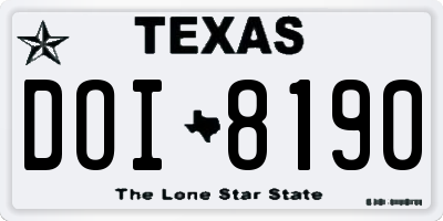 TX license plate DOI8190