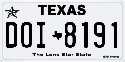 TX license plate DOI8191