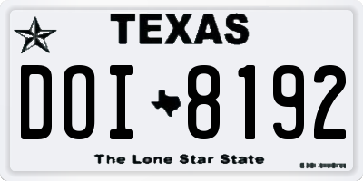 TX license plate DOI8192