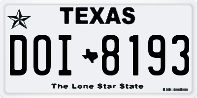 TX license plate DOI8193