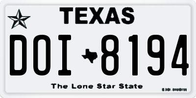 TX license plate DOI8194