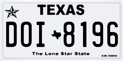 TX license plate DOI8196
