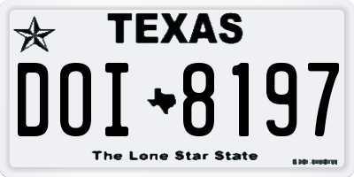 TX license plate DOI8197