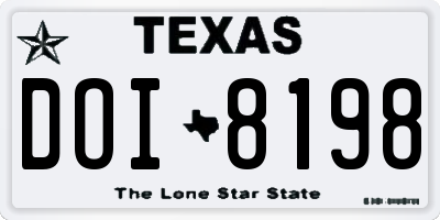TX license plate DOI8198