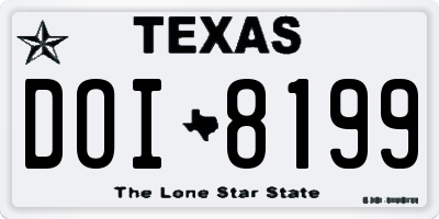 TX license plate DOI8199