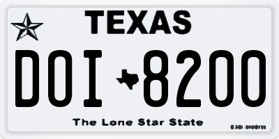 TX license plate DOI8200