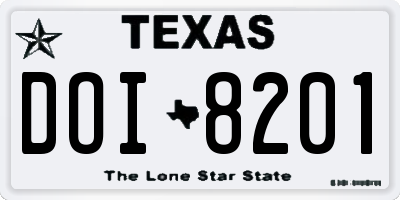 TX license plate DOI8201
