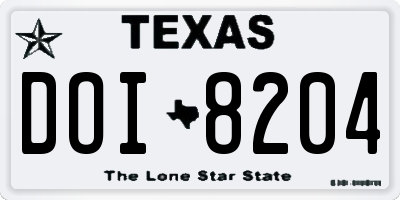 TX license plate DOI8204