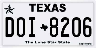 TX license plate DOI8206
