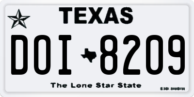 TX license plate DOI8209
