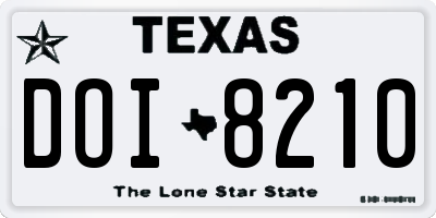 TX license plate DOI8210