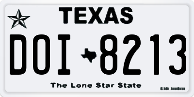 TX license plate DOI8213