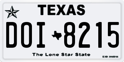 TX license plate DOI8215