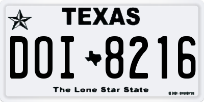 TX license plate DOI8216