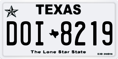 TX license plate DOI8219