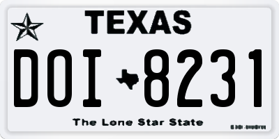 TX license plate DOI8231