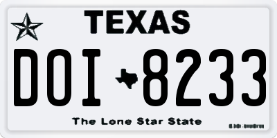 TX license plate DOI8233