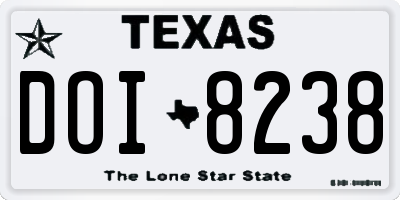 TX license plate DOI8238
