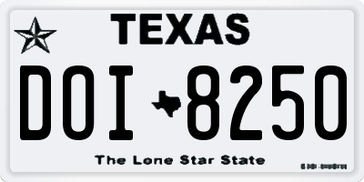 TX license plate DOI8250