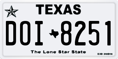 TX license plate DOI8251