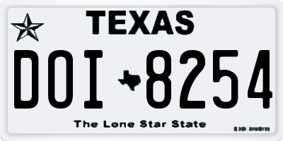 TX license plate DOI8254