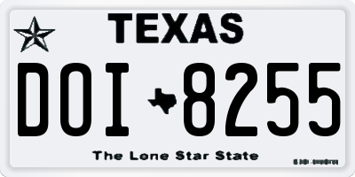 TX license plate DOI8255