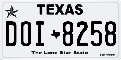 TX license plate DOI8258