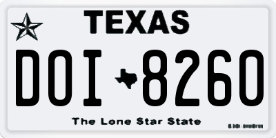 TX license plate DOI8260
