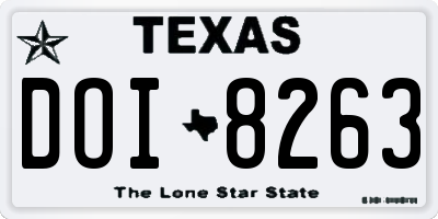 TX license plate DOI8263