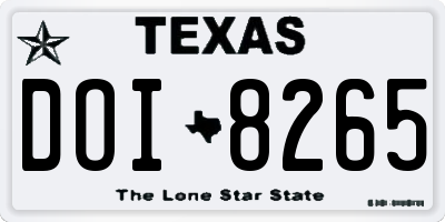 TX license plate DOI8265