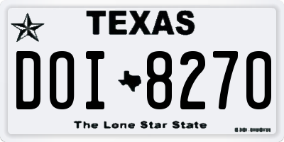 TX license plate DOI8270