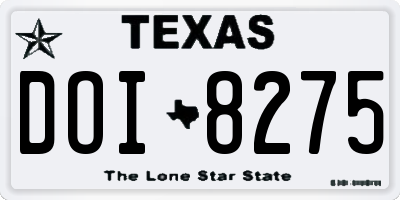 TX license plate DOI8275