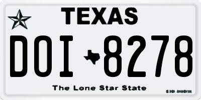 TX license plate DOI8278