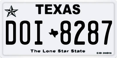 TX license plate DOI8287